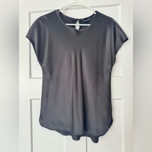 Club Monaco Dark Charcoal Short-Sleeve Silk-Blend Top